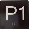 Floor P1 ( parking 1 )- Elevator floor number Jamb Plate sign with braille and raised letter size 4x4 inch -The sensation line ( Black/silver )