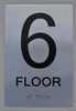 Floor Number Signage Tactile Graphics Grade 2 Braille Text With Raised Letters Aluminum, Safety Signage For Office, School Hospital,Brush Silver (Sensation Line)