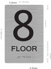 Floor Number Signage Tactile Graphics Grade 2 Braille Text With Raised Letters Aluminum, Safety Signage For Office, School Hospital,Brush Silver