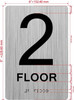 Floor number sign with Raised letters/Image & Grade 2 Braille - Includes Red Adhesive pad for Easy Installation - The park Ave Line (2nd Floor)