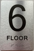 Floor number  Safety Sign with Raised letters/Image & Grade 2 Braille - Includes Red Adhesive pad for Easy Installation - The park Ave Line (6th Floor)