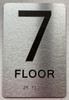 Floor number  Safety Sign with Raised letters/Image & Grade 2 Braille - Includes Red Adhesive pad for Easy Installation - The park Ave Line (7th Floor)