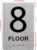 Floor number sign with Raised letters/Image & Grade 2 Braille - Includes Red Adhesive pad for Easy Installation - The park Ave Line (8th Floor)