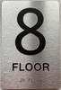 Floor number  Safety Sign with Raised letters/Image & Grade 2 Braille - Includes Red Adhesive pad for Easy Installation - The park Ave Line (8th Floor)