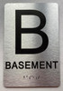 Floor number  Safety Sign with Raised letters/Image & Grade 2 Braille - Includes Red Adhesive pad for Easy Installation - The park Ave Line (Basement)