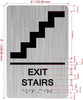 Floor number sign with Raised letters/Image & Grade 2 Braille - Includes Red Adhesive pad for Easy Installation - The park Ave Line (EXIT STAIRS)