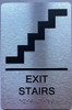 Floor number Signage with Raised letters/Image & Grade 2 Braille - Includes Red Adhesive pad for Easy Installation - The park Ave Line (EXIT STAIRS)