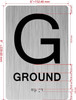 Floor number sign with Raised letters/Image & Grade 2 Braille - Includes Red Adhesive pad for Easy Installation - The park Ave Line (Ground)