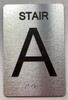 Floor number sign with Raised letters/Image & Grade 2 Braille - Includes Red Adhesive pad for Easy Installation - The park Ave Line (STAIR A)