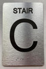 Floor number Signage with Raised letters/Image & Grade 2 Braille - Includes Red Adhesive pad for Easy Installation - The park Ave Line (STAIR C)