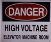 High Voltage Elevator Machine Room Signage
