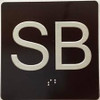 Floor SB ( Sub Basement) - Elevator floor number Jamb Plate sign with braille and raised letter size 4x4 inch -The sensation line ( Black/silver )
