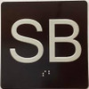 Floor SB ( Sub Basement) - Elevator floor number Jamb Plate sign with braille and raised letter size 4x4 inch -The sensation line ( Black/silver )