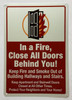 In A Fire Close All Doors Behind You Signage, Safety Signage