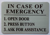 In case of emergency Elevator  Safety Signage Brushed Silver Aluminum Wall Mount  Rust-Free, Durable  Double-Sided Tape I Easy Installation -4x6 Inch