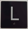 Floor L (Lobby) - Elevator floor number Jamb Plate sign with braille and raised letter size 4x4 inch -The sensation line ( Black/silver )