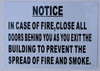 In Case Of Fire Close All Doors Behind You  Safety Sign