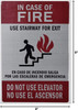 In Case Of Fire Use Stairs  Safety Sign )