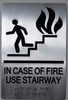 In Case Of Fire Use Stairway  Tactile Graphics Grade 2 Braille Text With Raised Letters Aluminum, Safety  For Office, School Hospital -The Sensation Line