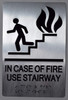 In Case Of Fire Use Stairway Sign Tactile Graphics Grade 2 Braille Text With Raised Letters Aluminum, Safety Sign For Office, School Hospital -The Sensation Line