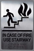 In Case Of Fire Use Stairway Signage Tactile Graphics Grade 2 Braille Text With Raised Letters Aluminum, Safety Signage For Office, School Hospital -The Sensation Line