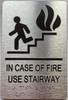 IN CASE OF FIRE USE STAIRWAY  with Raised letters/Image & Grade 2 Braille - Includes Red Adhesive pad for Easy Installation - The park Ave Line