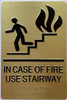 IN CASE OF FIRE USE STAIRWAY  with Raised letters/Image & Grade 2 Braille - Includes Red Adhesive pad for Easy Installation - The sensation line