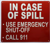 IN CASE OF SPILL Signage