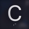 Floor C (Cellar) - Elevator floor number Jamb Plate sign with braille and raised letter size 4x4 inch -The sensation line ( Black/silver )