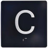 Floor C (Cellar) - Elevator floor number Jamb Plate sign with braille and raised letter size 4x4 inch -The sensation line ( Black/silver )