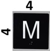 Floor M ( M ezzanine ) - Elevator floor number Jamb Plate sign with braille and raised letter size 4x4 inch -The sensation line ( Black/silver )
