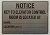 Key to the elevator contol room  Brushed Silver Aluminum Wall Mount  Rust-Free, Durable  Double-Sided Tape I Easy Installation