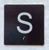 Floor S ( Storage) - Elevator floor number Jamb Plate sign with braille and raised letter size 4x4 inch -The sensation line ( Black/silver )