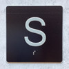 Floor S ( Storage) - Elevator floor number Jamb Plate sign with braille and raised letter size 4x4 inch -The sensation line ( Black/silver )