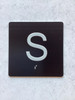 Floor S ( Storage) - Elevator floor number Jamb Plate sign with braille and raised letter size 4x4 inch -The sensation line ( Black/silver )
