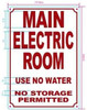 MAIN ELECTRIC ROOM  Safety Sign