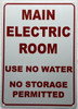 MAIN ELECTRIC ROOM SIGN