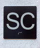 Floor SC (Sub Cellar) - Elevator floor number Jamb Plate sign with braille and raised letter size 4x4 inch -The sensation line ( Black/silver )