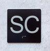 Floor SC (Sub Cellar) - Elevator floor number Jamb Plate sign with braille and raised letter size 4x4 inch -The sensation line ( Black/silver )