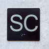 Floor SC (Sub Cellar) - Elevator floor number Jamb Plate sign with braille and raised letter size 4x4 inch -The sensation line ( Black/silver )