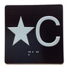 Floor Star C (Star cellar) - Elevator floor number Jamb Plate sign with braille and raised letter size 4x4 inch -The sensation line ( Black/silver )