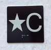 star c ( cellar) elevator floor number sign jamb plate sign