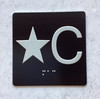 Floor Star C (Star cellar) - Elevator floor number Jamb Plate sign with braille and raised letter size 4x4 inch -The sensation line ( Black/silver )