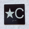 Floor Star C (Star cellar) - Elevator floor number Jamb Plate sign with braille and raised letter size 4x4 inch -The sensation line ( Black/silver )
