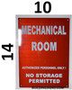 Mechanical Room  Safety Sign- RED -