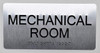 Mechanical Room  Safety Sign Silver-Tactile Touch Braille  Safety Sign - The Sensation line