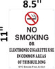 No Smoking Or Electronic Cigarette Use In Common Areas Of This Building - New York City NYC Smoke Free Act  Safety Sign