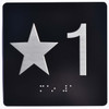 Elevator floor number Jamb Plate sign with braille and raised letter size 4x4 inch -The sensation line ( black silver)