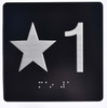 Elevator floor number Jamb Plate sign with braille and raised letter size 4x4 inch -The sensation line ( black silver)