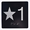 Elevator floor number Jamb Plate sign with braille and raised letter size 4x4 inch -The sensation line ( black silver)